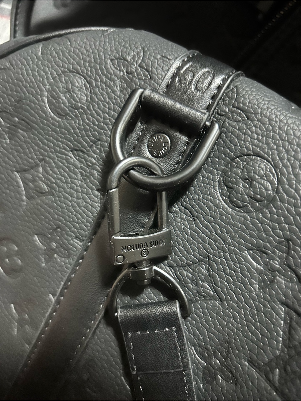 Louis Vuitton Black Embossed Leather Men’s Backpack with Gunmetal Hardware